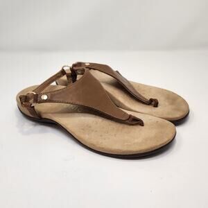 Vionic Kirra Brown Leather Thong Slingback Sandal Women Size 8 Comfort Flats